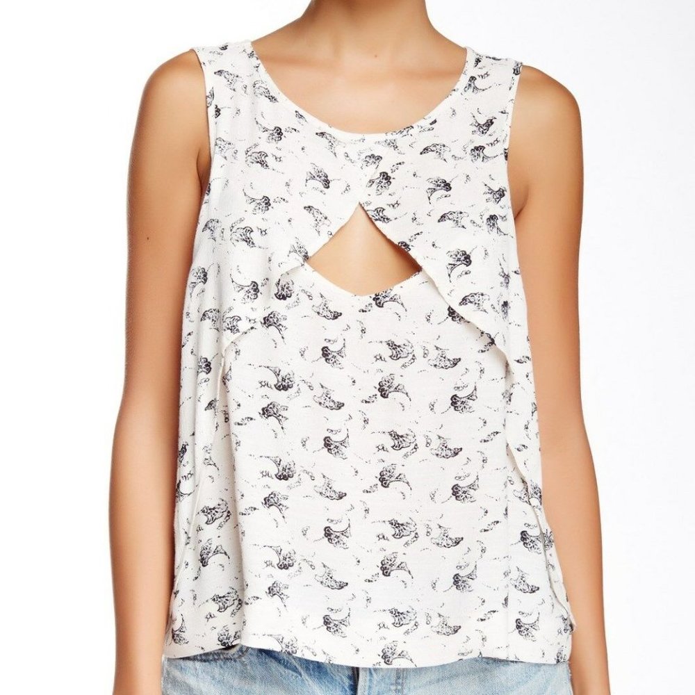 NWOT FREE PEOPLE Crinkle Look Through Top in Tea - M